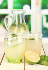 Citrus lemonade in pitcher and glasses