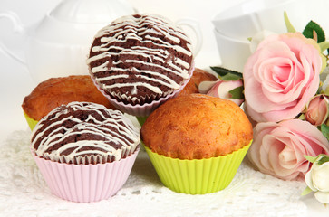 Sweet cupcakes close up