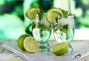 Glasses of cocktail with ice