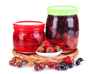 Home made berry jam isolated on white