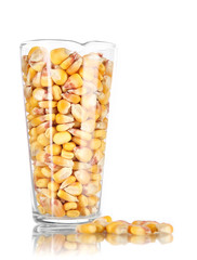 Groats in test tube isolated on white