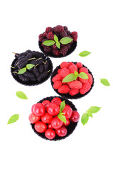 mulberry, cherry, raspberry, blackberry in a plates_5
