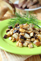 roasted porcini mushroom on a plate