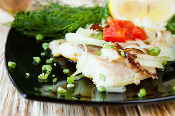 roasted sole with onion rings