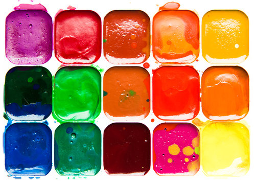 Watercolor paintbox close-up