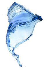 Fototapeta na wymiar Flying splash blue liquid on a white background