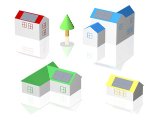 イラストの町並み