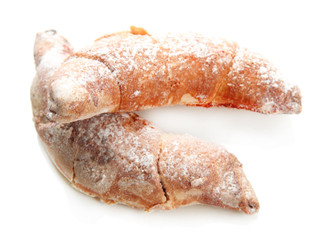 Taste croissants isolated on white.