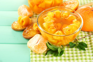 Orange jam with zest and tangerines