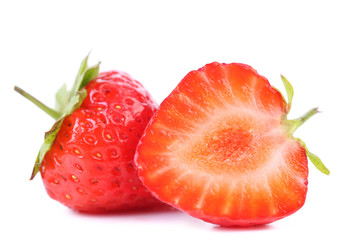 Fresh strawberry on a white background. Close up.