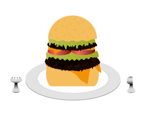 cheeseburger on the plate