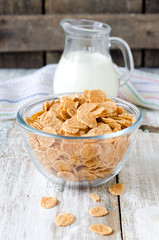 .Corn flakes and milk . Breakfast