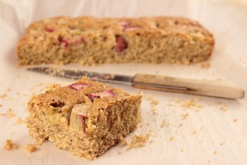 wholemeal cake with rhubarb