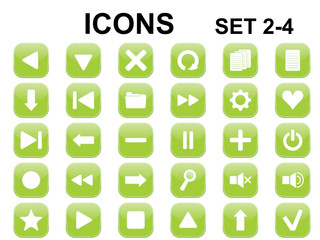set of green square icons with rounded corners