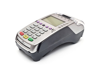 payment terminal on white background isolated