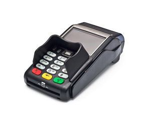 payment terminal on white background isolated