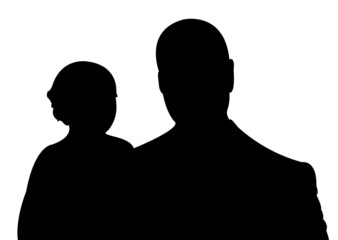 father and baby girl silhouette vector