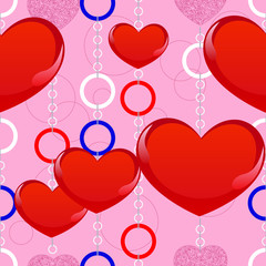 geometry pattern with red hearts