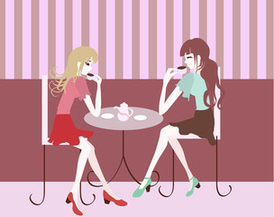 Girls in cafe