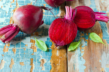 Fresh beet on a wooden background