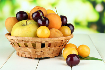 Bright summer fruits in basket