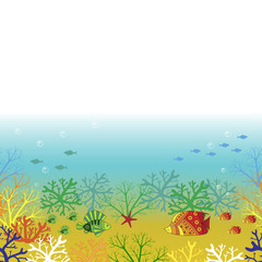 Naklejka na ściany i meble Underwater world. Vector background with place for text.