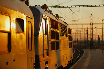 Train at the sunset