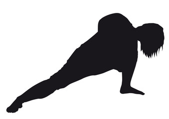 Silhouette of a woman - practicing yoga