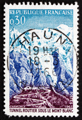 Postage stamp France 1965 Road and Tunnel, Mont Blanc