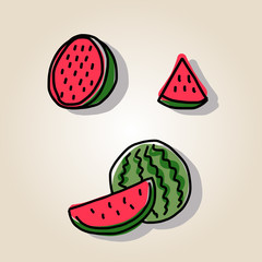 hand drawing watermalon fruits