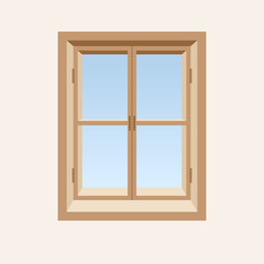 Wooden closed window. Vector illustration.