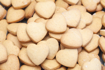 Fototapeta na wymiar Many delicious heart shaped cookies