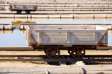 View of Salt evaporation ponds in Secovlje