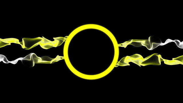 Yellow ring logo with animated strings