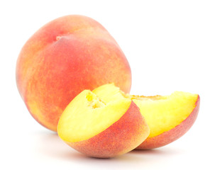 Ripe peach fruit isolated on white background