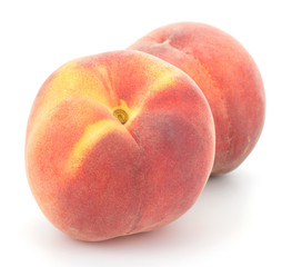 Ripe peach fruit isolated on white background