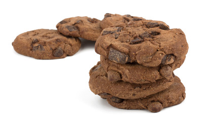 Chocolate chip cookies isolated on white background