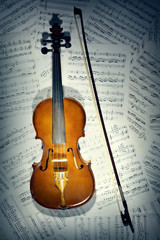 Plakat Notatki skrzypce. Instrumenty muzyczne z karty muzycznej