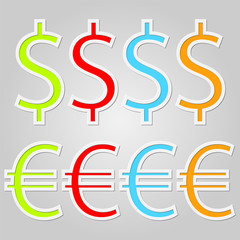 Evro and Dollar paper label