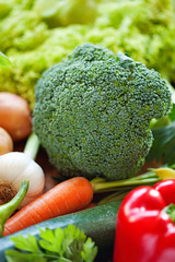 Fresh vegetables with broccoli in focus