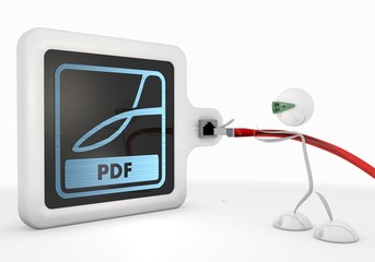 music download symbol with futuristic 3d character