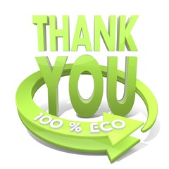 3d render of a environmental thank you icon  a 100 percent eco