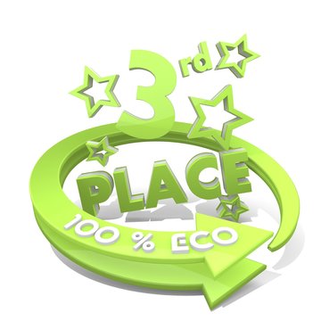 Illustration of a eco 3rd place symbol  a 100 percent eco