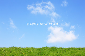 草原と新年イメージ