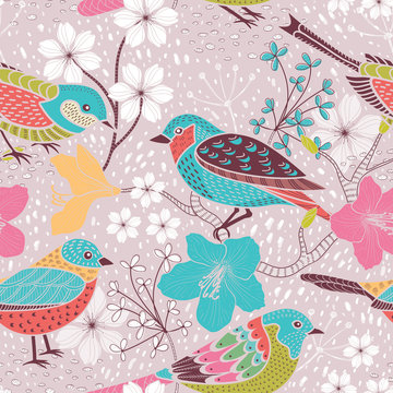 Fototapeta Seamless floral pattern