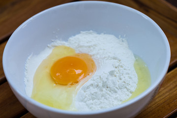 Eggs and flour.