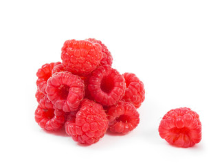 Fresh raspberries isolated on white background