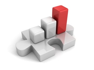 successful bar chart graph on white puzzle