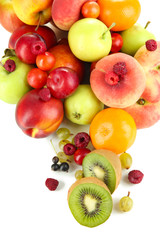 Assortment of juicy fruits, isolated on white