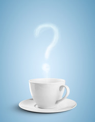 cup of coffee with question mark fume